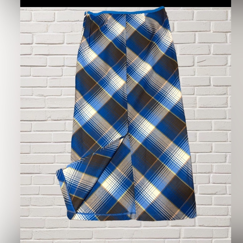 Urban Outfitters Janelle Plaid Midi Skirt Grunge Preppy Academia Slit Size S - Picture 6 of 9